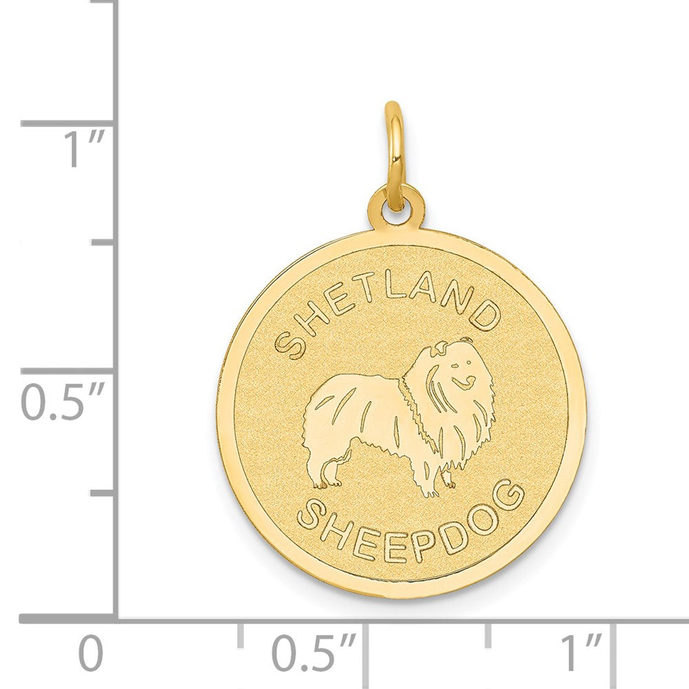 14k Yellow Gold Shetland Sheepdog Disc Charm