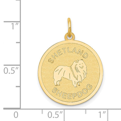 14k Yellow Gold Shetland Sheepdog Disc Charm