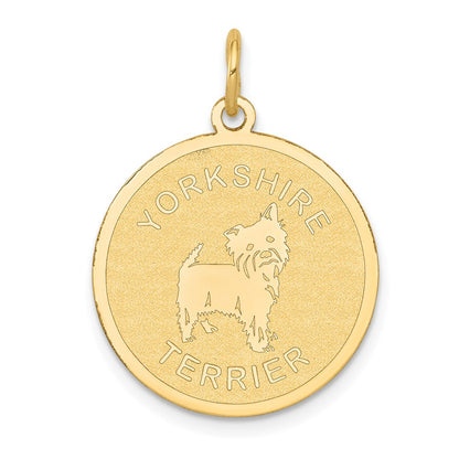 14k Yellow Gold Yorkshire Terrier Disc Charm