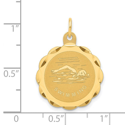 14k Yellow Gold Swimming Disc Charm