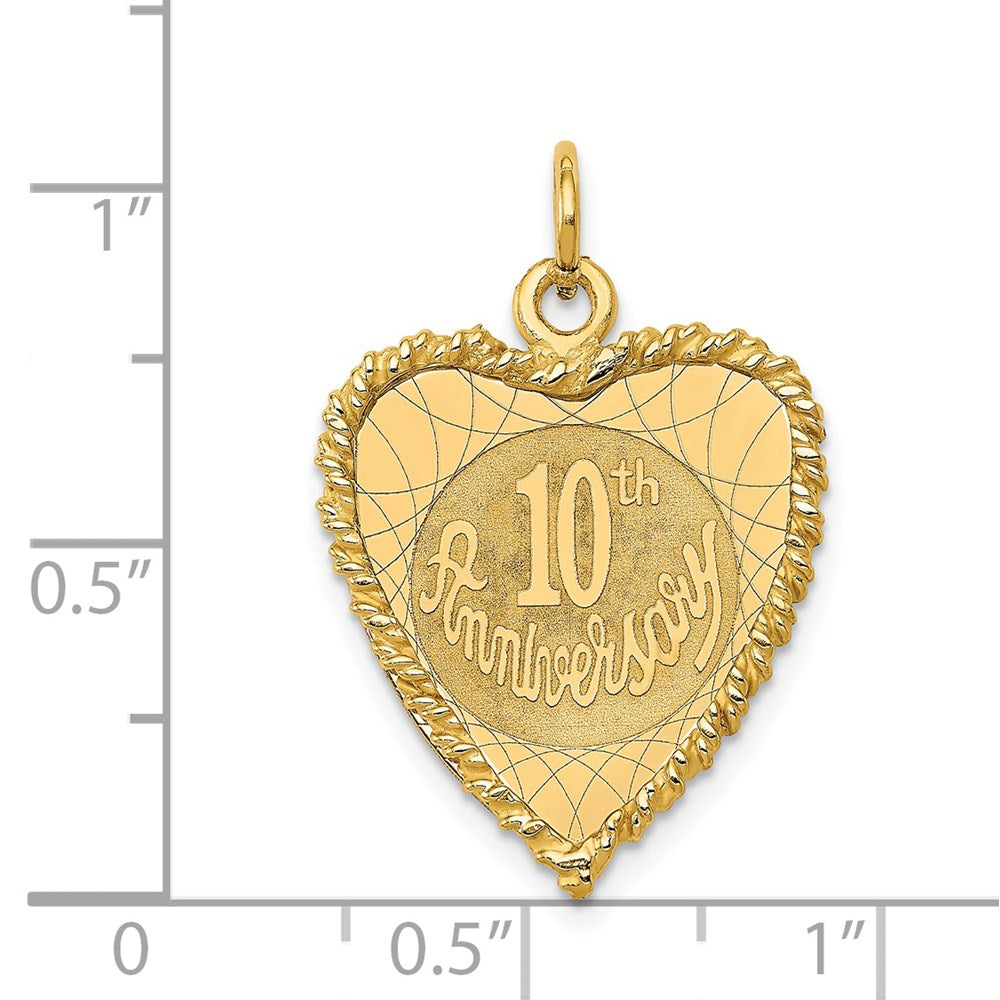 14k Yellow Gold Happy 10th ANNIVERSARY Charm