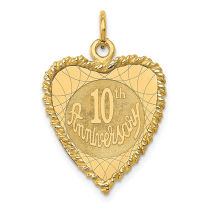 14k Yellow Gold Happy 10th ANNIVERSARY Charm