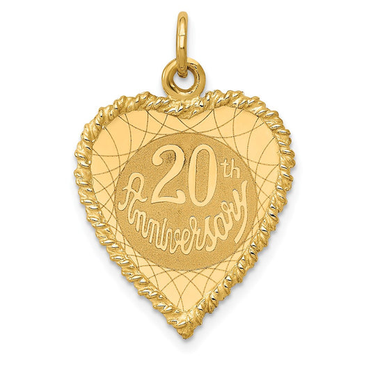14k Yellow Gold Happy 20th ANNIVERSARY Charm