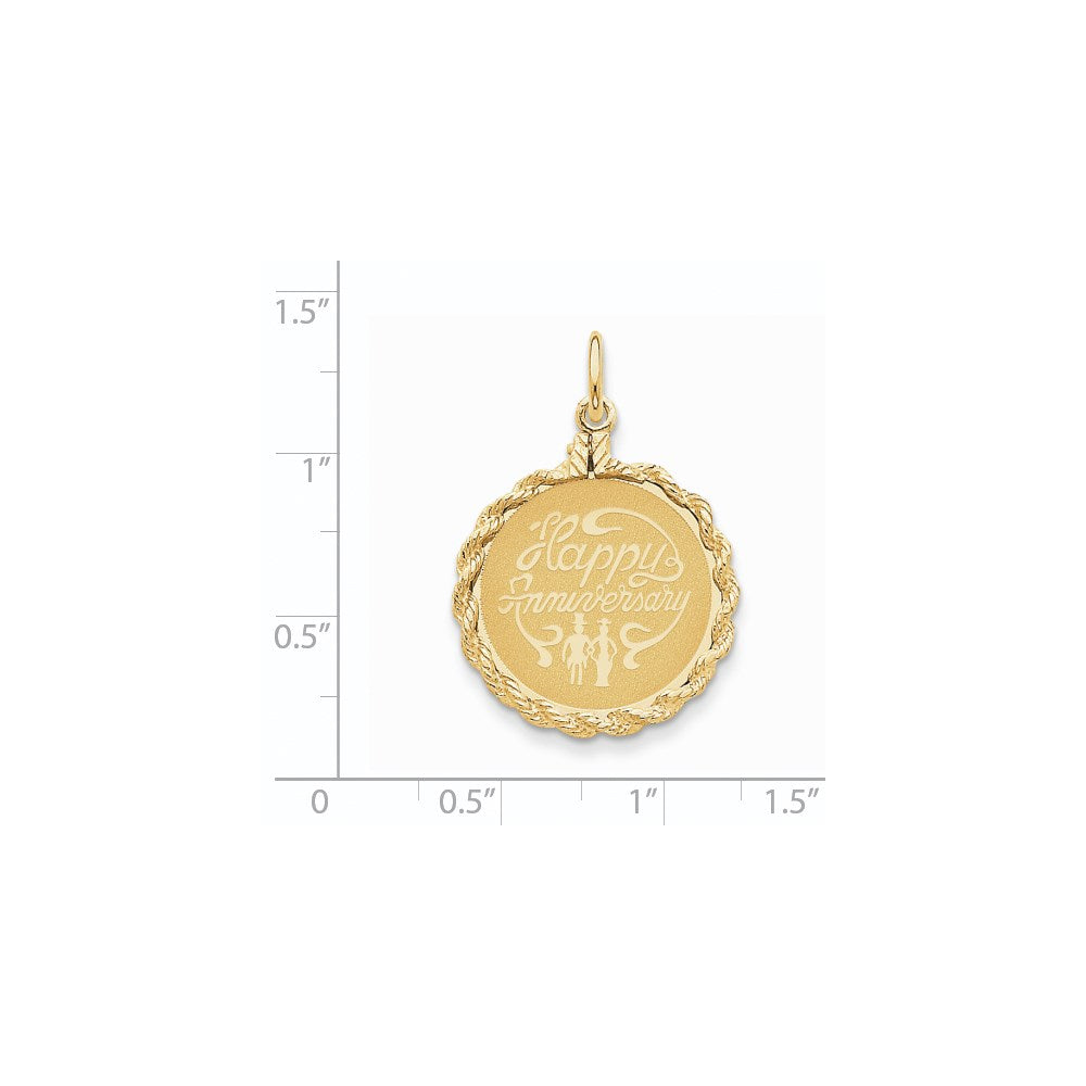 14k Yellow Gold Happy Anniversary Charm