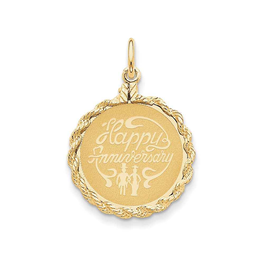 14k Yellow Gold Happy Anniversary Charm