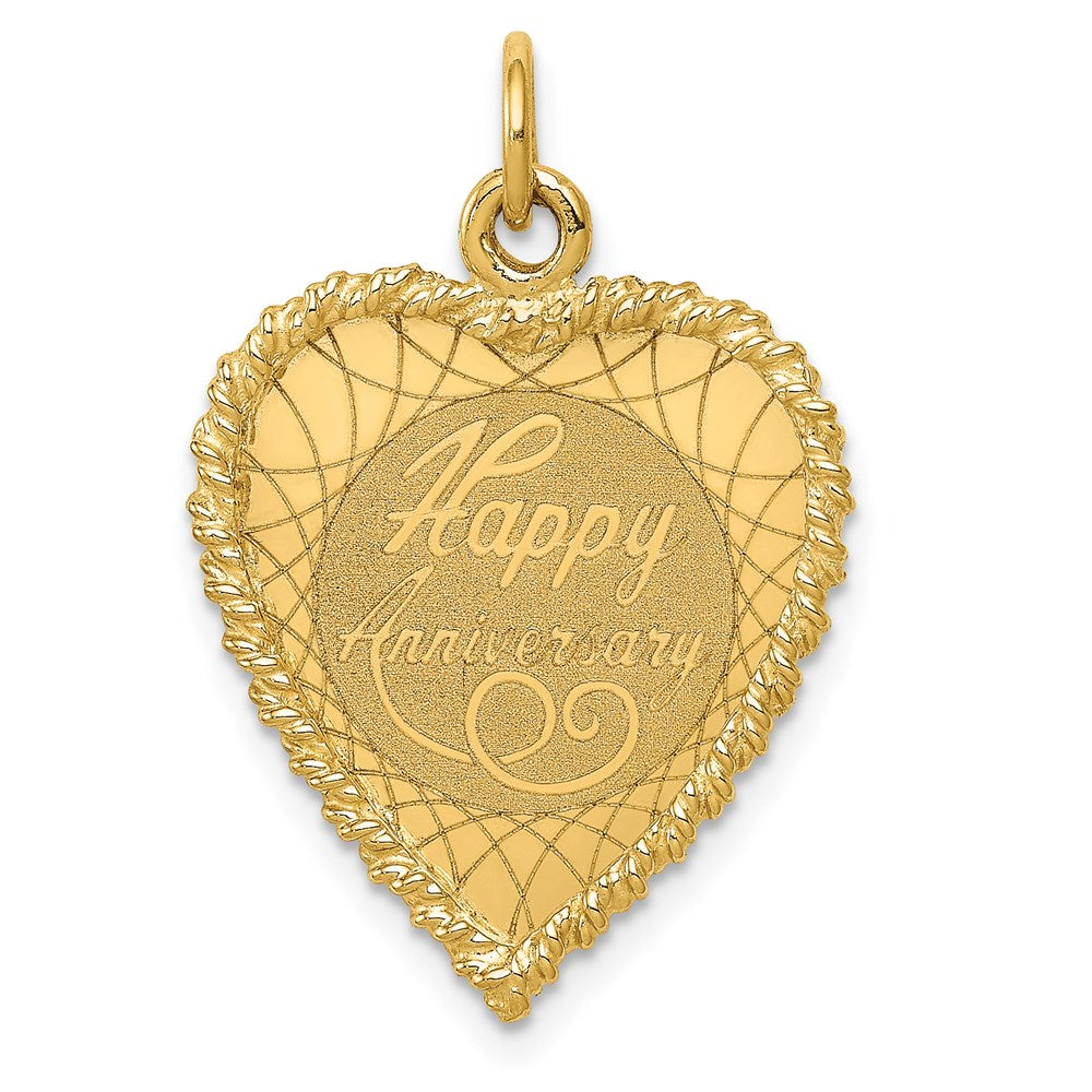 14k Yellow Gold HAPPY ANNIVERSARY Heart Charm