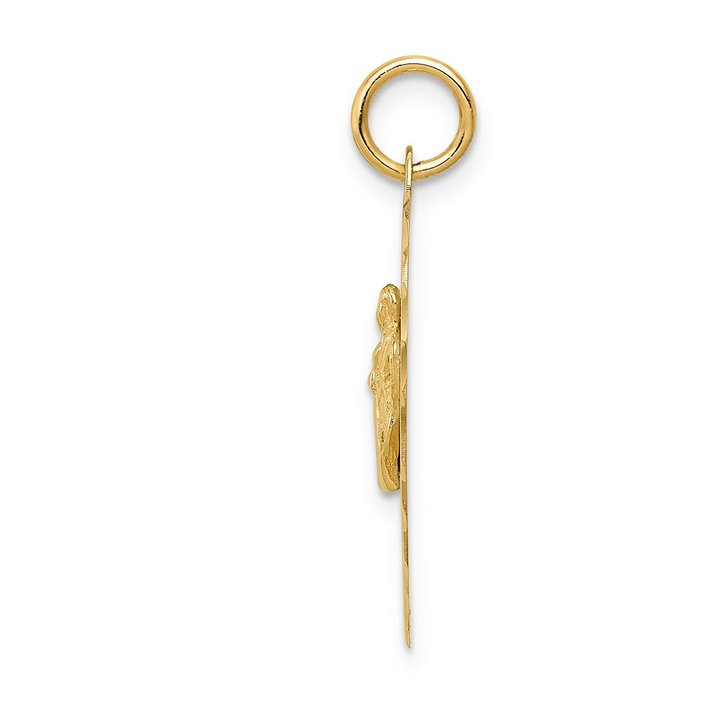 14k Yellow Gold Happy Anniversary with Bride & Groom Heart Disc Charm