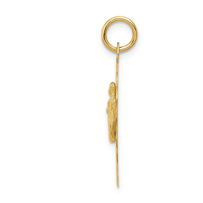 14k Yellow Gold Happy Anniversary with Bride & Groom Heart Disc Charm