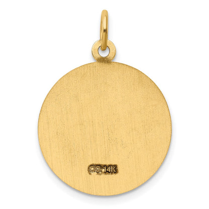 14k Yellow Gold GRADUATION DAY Charm with Red Synthetic Stone Charm