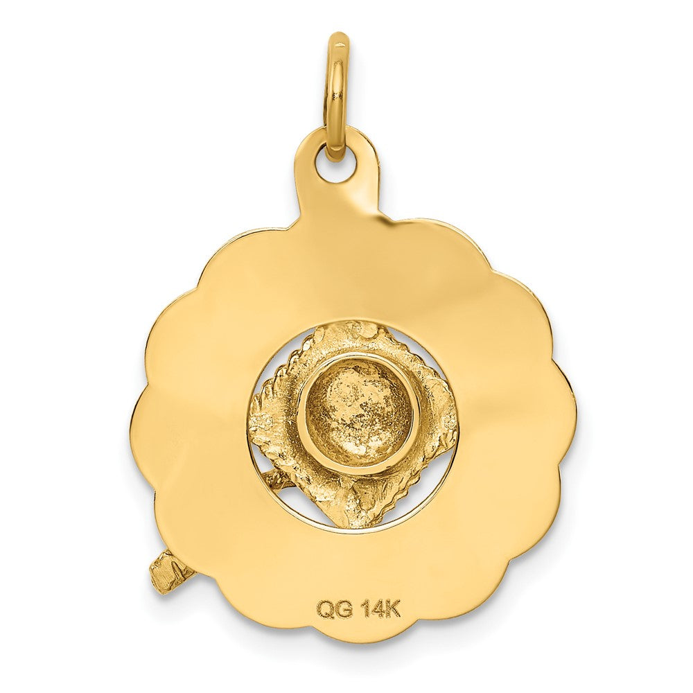 14k Yellow Gold GRADUATION DAY w/Cap and FW Cultured Pearl Charm