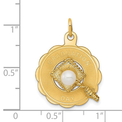 14k Yellow Gold GRADUATION DAY w/Cap and FW Cultured Pearl Charm
