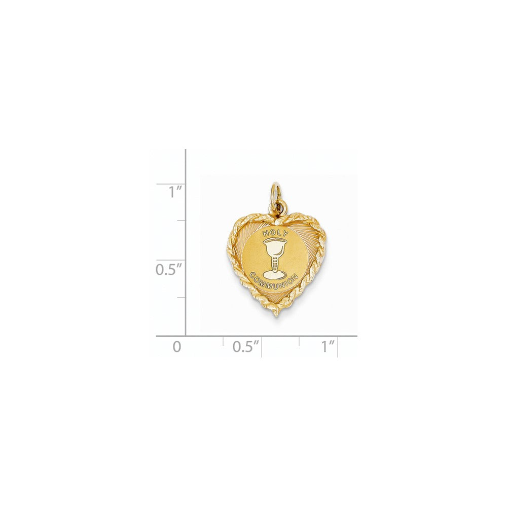 14k Yellow Gold Holy Communion Heart Disc Charm