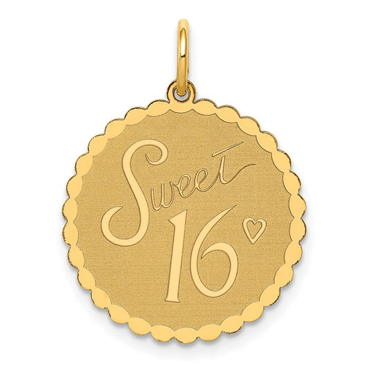 14k Yellow Gold SWEET 16 Disc Charm