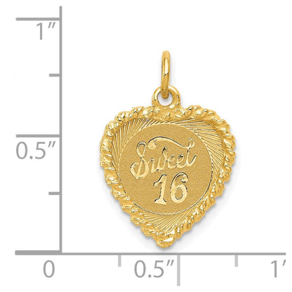 14k Yellow Gold SWEET Sixteen Heart Charm