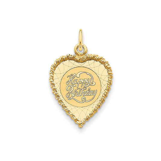 14k Yellow Gold Happy Birthday Charm