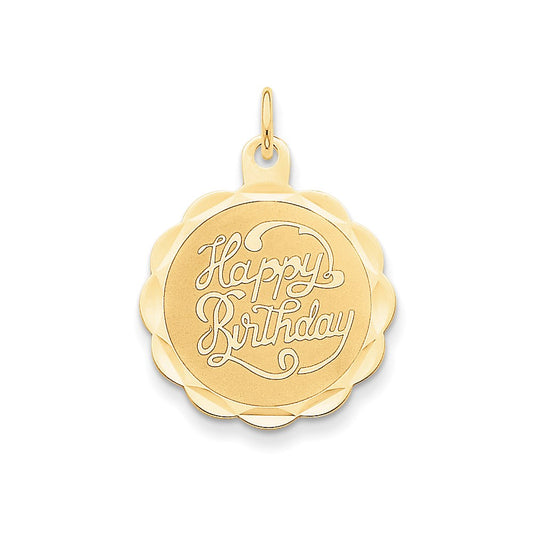 14k Yellow Gold Happy Birthday Charm