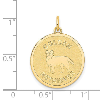 14k Yellow Gold Golden Retriever Disc Charm