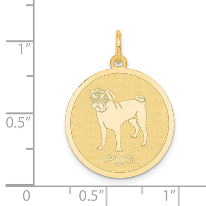 14k Yellow Gold Pug Disc Charm