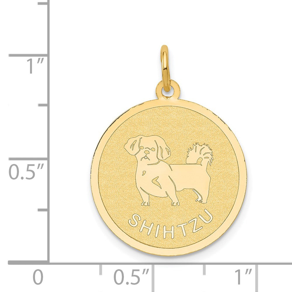 14k Yellow Gold Shih Tzu Disc Charm