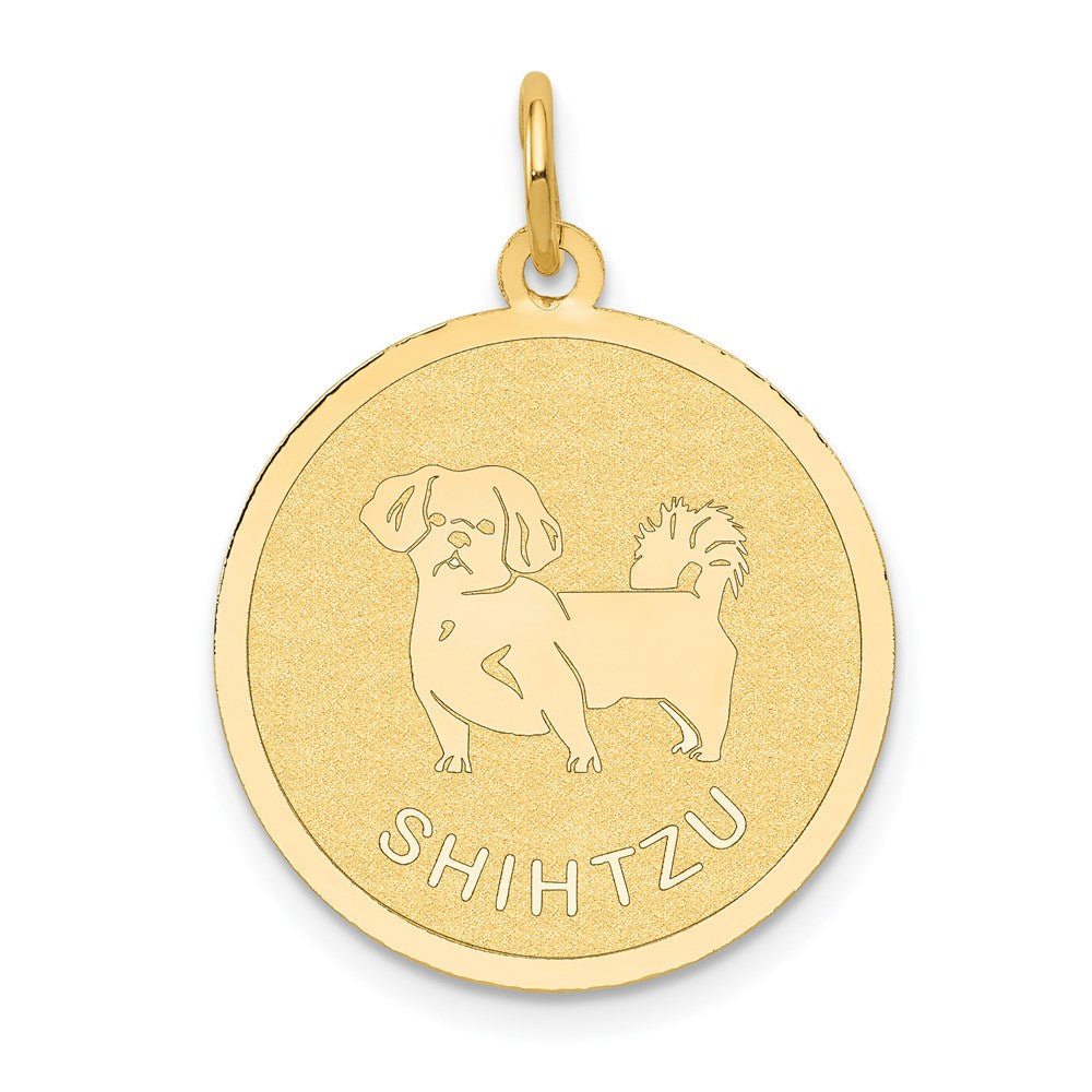 14k Yellow Gold Shih Tzu Disc Charm