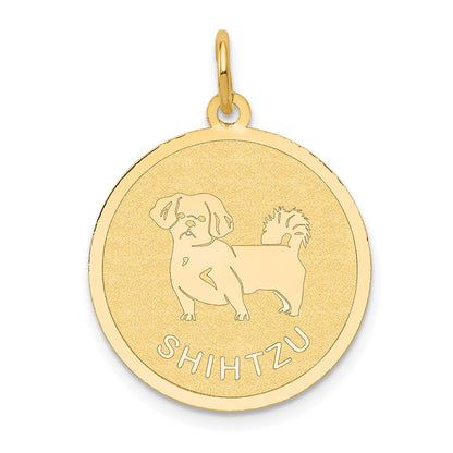 14k Yellow Gold Shih Tzu Disc Charm
