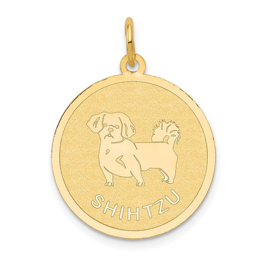 14k Yellow Gold Shih Tzu Disc Charm