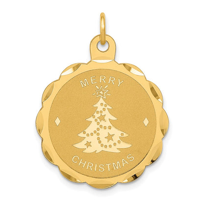 14k Yellow Gold Merry Christmas Disc Charm