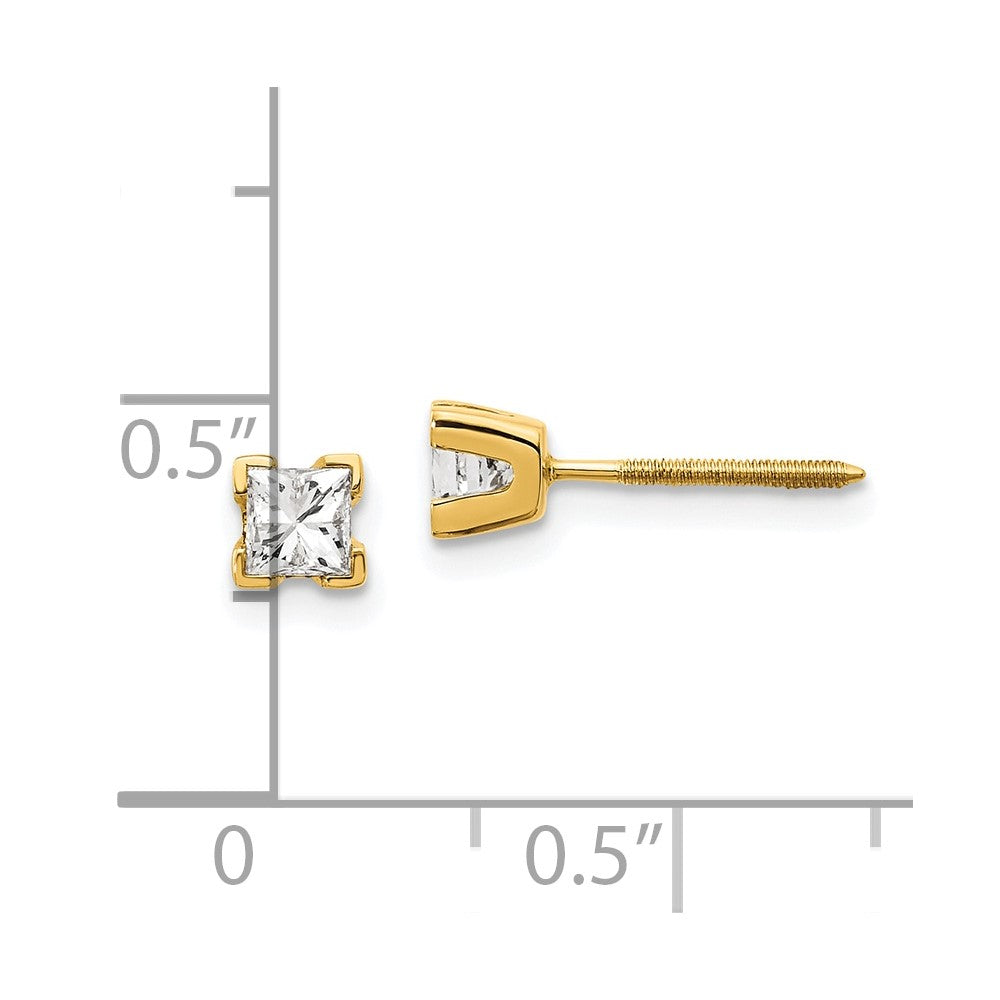 14k AAA Quality Complete Princess cut Diamond Earring