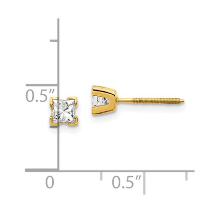 14k AAA Quality Complete Princess cut Diamond Earring