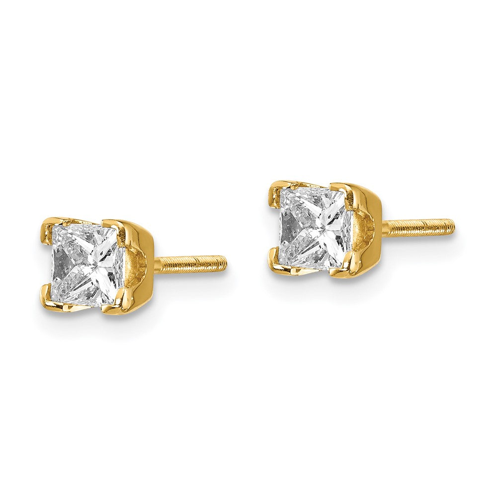 14k AA Quality Complete Princess cut Diamond Stud Ear