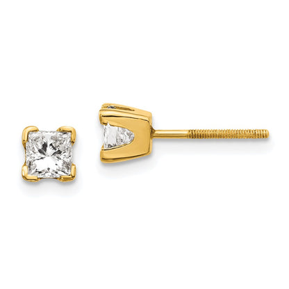 14k AA Quality Complete Princess cut Diamond Stud Ear