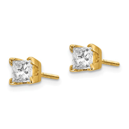 14k AA Quality Complete Princess cut Diamond Stud Ear