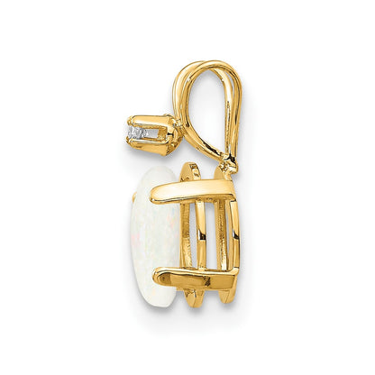 14k Diamond and Opal Birthstone Pendant