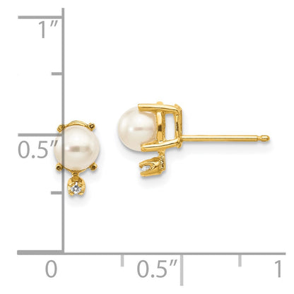 14k Diamond and FW Cultured Pearl Birthstone Earrings