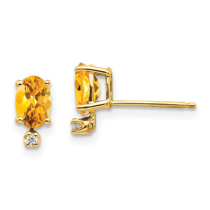 14k Diamond and Citrine Birthstone Earrings