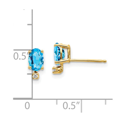 14k Diamond and Blue Topaz Birthstone Earrings