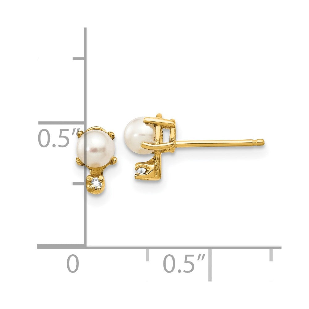 14k Diamond and FW Cultured Pearl Birthstone Earrings