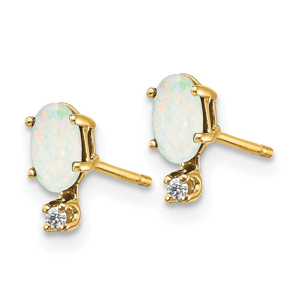 14k Diamond and Opal Birthstone Earrings