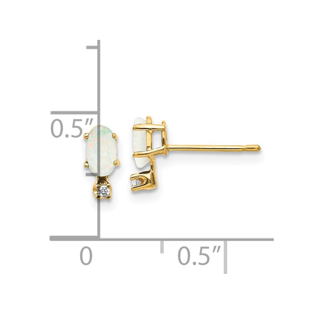 14k Diamond and Opal Birthstone Earrings