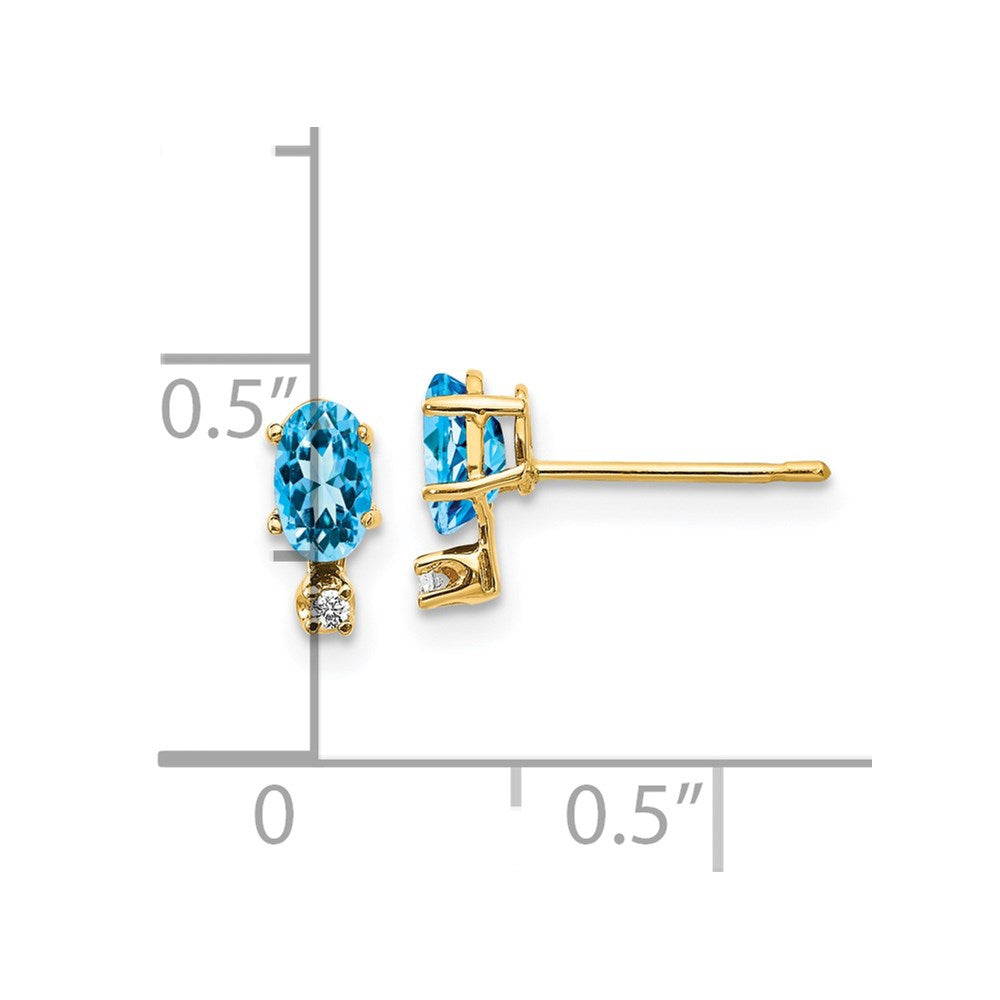 14k Diamond and Blue Topaz Birthstone Earrings