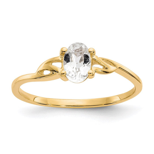 14K Yellow Gold White Topaz Birthstone Ring