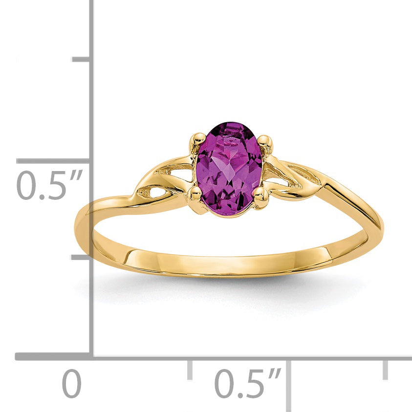 Solid 14k Yellow Gold Rhodolite Simulated Garnet Birthstone Ring