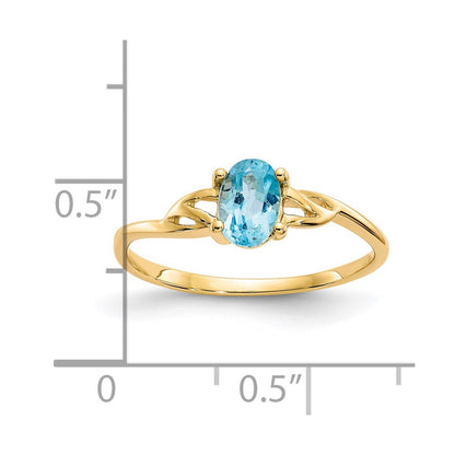 14K Yellow Gold Blue Topaz Birthstone Ring