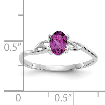 Solid 14k White Gold Rhodolite Simulated Garnet Birthstone Ring