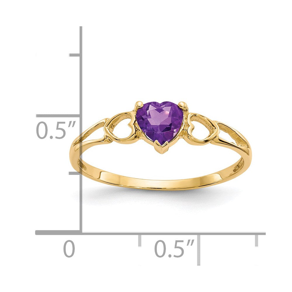 14K Yellow Gold Amethyst Birthstone Ring