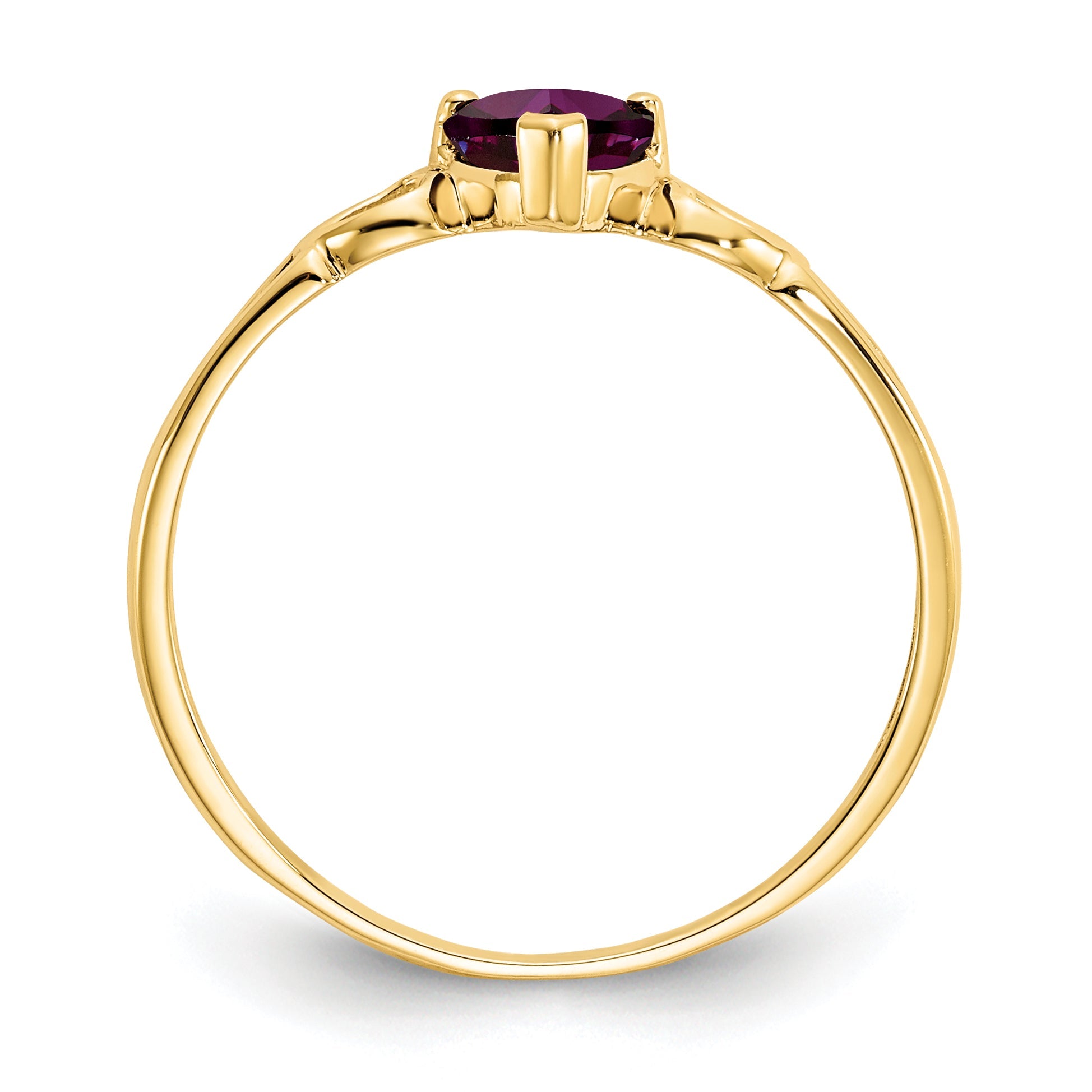 Solid 14k Yellow Gold Rhodolite Simulated Garnet Birthstone Ring