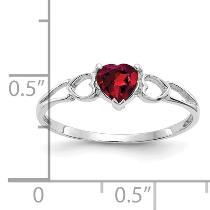 Solid 14k White Gold Rhodolite Simulated Garnet Birthstone Ring