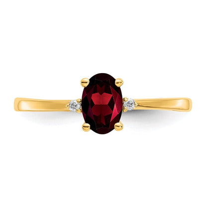 14K Yellow Gold Real Diamond u0026 Garnet Birthstone Ring
