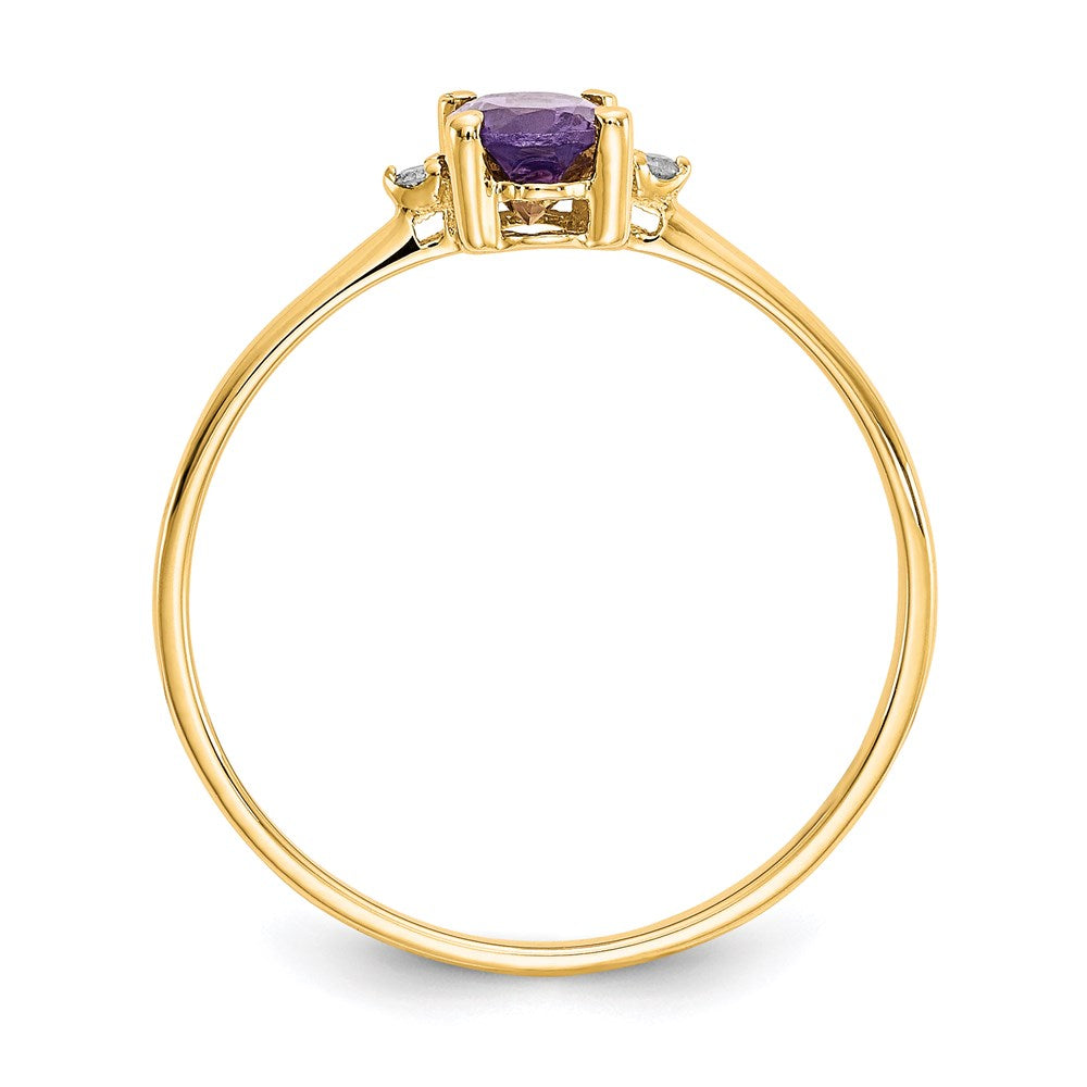 14K Yellow Gold Real Diamond u0026 Amethyst Birthstone Ring