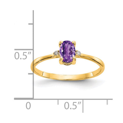 14K Yellow Gold Real Diamond u0026 Amethyst Birthstone Ring